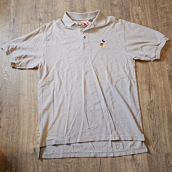 Disney Other - Disney Vintage Mickey Inc Medium Grey Polo 100% Cotton